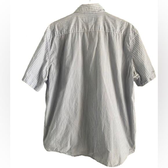 American‎ Eagle Outfitters Blue White Striped Short Sleeve Button Up Sz XL - Picture 2 of 7
